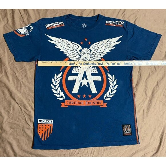 American Fighter Men's Large Graphic T-shirt Training Division Blue Orange - Picture 4 of 8